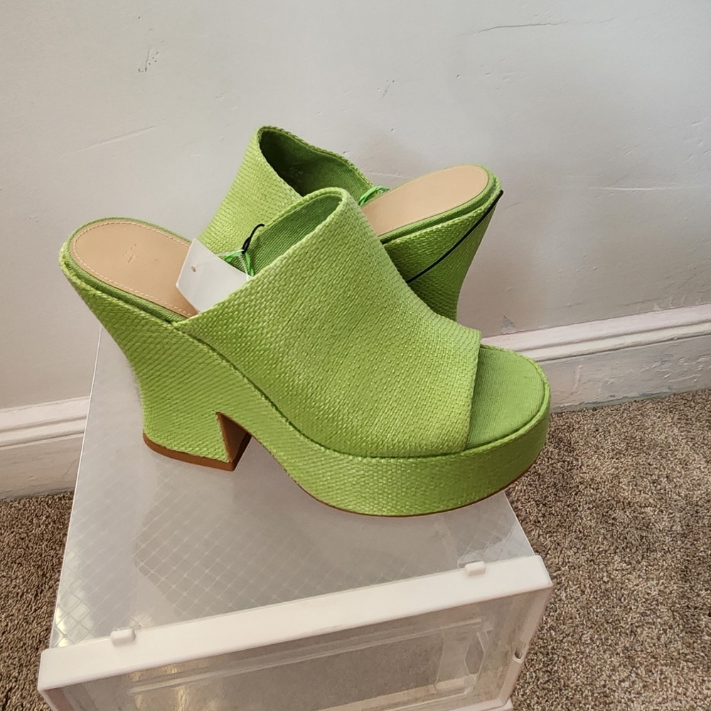 H&M never worn lime green platform shoes